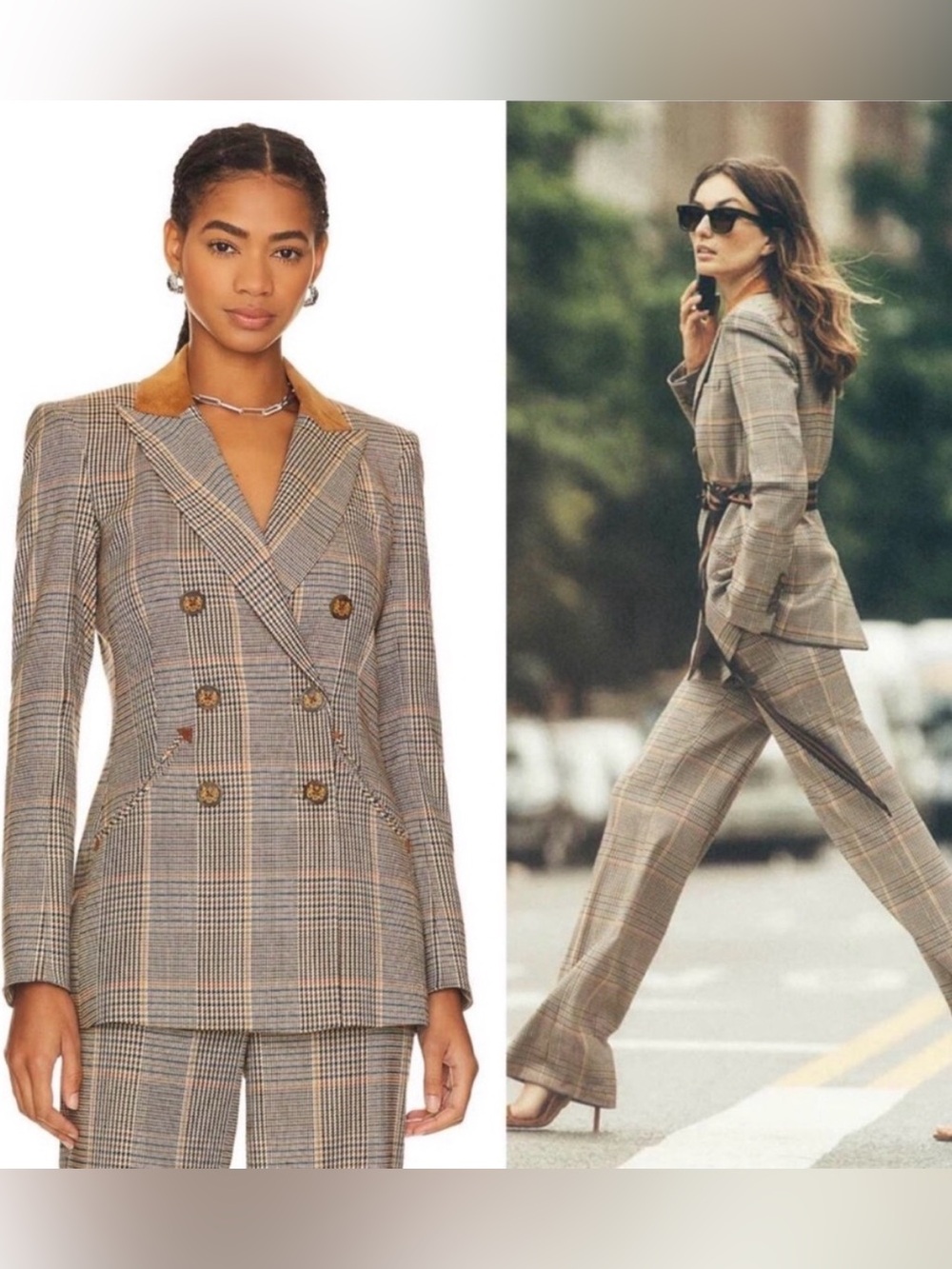 Veronica Beard Elvana Plaid Dickey Jacket Blazer Brown Multi Size 2